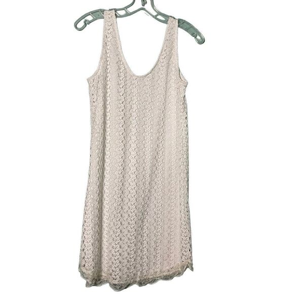Soprano Crochet Lace White Sleeveless Less Medium made in USA lined - Picture 3 of 5